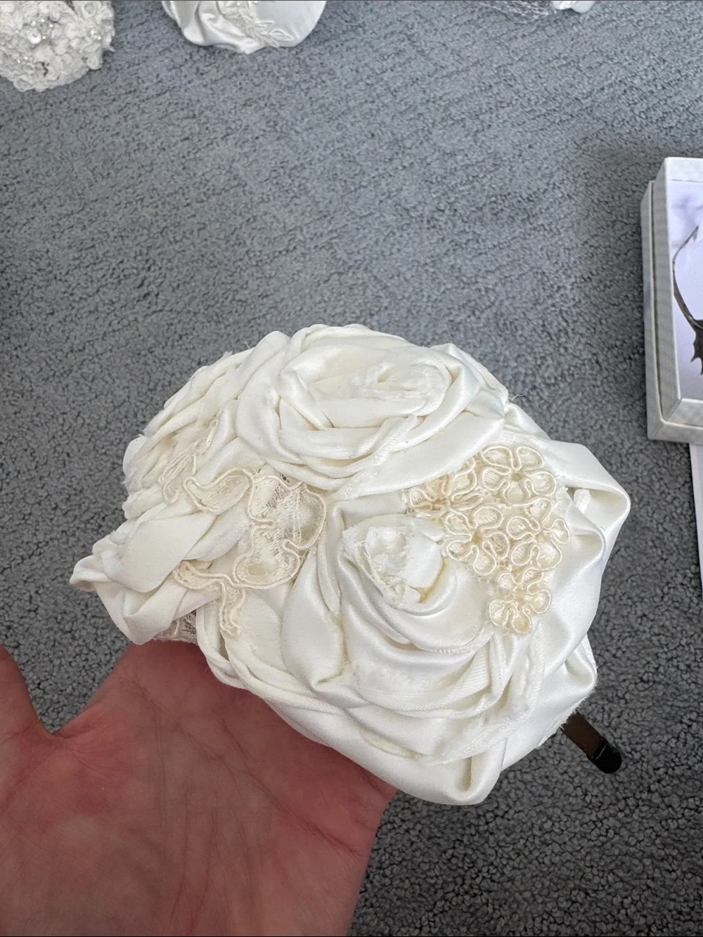 Ivory Satin Floral Rosette Fascinator Headband